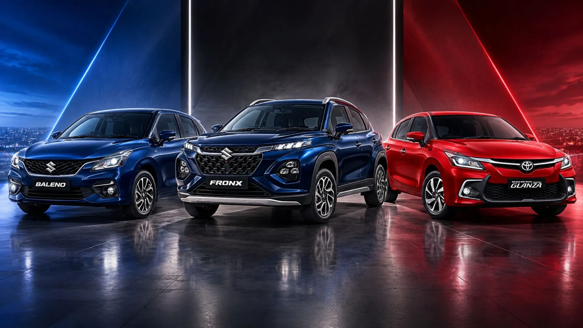 Maruti Baleno Facelift vs Fronx vs Glanza: Full Specs Compared