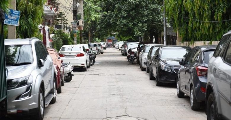 Cars parked on road