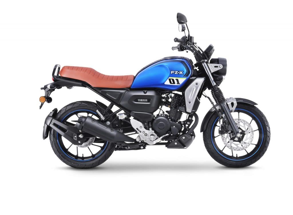 FZ-X metallic blue that features the 01 graphic