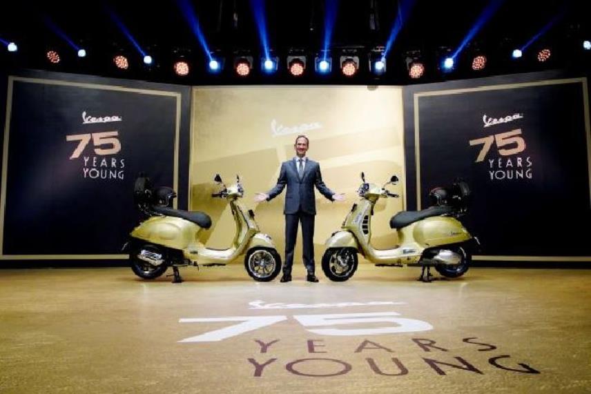 Mr. Diego Graffi, President and Managing Director of Piaggio presenting Vespa 75th anniversary edition